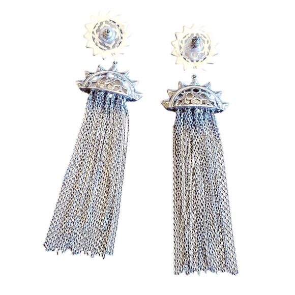 Kendra Scott Sienna Sun Statement Chains Fringe drop Earrings NWOT - Picture 4 of 4